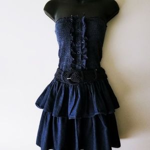 Denim Jean Ruffle Dress Size M